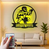 Cartel de metal personalizado de receptora de softball | Arte mural LED para habitación de chicas | Regalo personalizado con nombre de jugadora | Decoración deportiva para atleta femenina