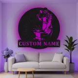 Décoration murale en métal personnalisée pour forgeron avec rétroéclairage LED - Cadeau pour artisans