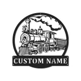 Décoration murale en métal personnalisée de train à vapeur avec rétroéclairage LED - Cadeau pour passionnés de trains, décoration pour man cave ou bureau