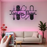 Personalized Nurse Name Sign with LED | Custom Medical Tools Metal Art | Clinic & Office Wall Decor | RN Graduation Gift