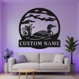 Cartel de metal personalizado Ganso | Señal iluminada LED de casa de lago | Decoración de cabaña personalizada | Regalo para amantes de la naturaleza