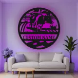 Insegna in metallo LED personalizzata Fattoria di Mucche - Regalo per Agricoltori, Decorazione Rustica per Fienile