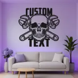 Mechanic Skull LED Sign | Custom Metal Wall Art for Garage | Personalized Man Cave Decor | Biker Bar & Workshop Gift Idea