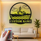 Arte in Metallo LED Personalizzata della Nave Cacciatorpediniere della Marina | Regalo Personalizzato per Marinai | Decorazioni per Veterani