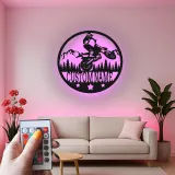 Custom Motocross Rider Led Light Metal Wall Art Personalized Gift for Dirt Bike Enthusiasts Garage or Man Cave Decor