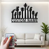 Panneau métallique personnalisé guitare avec LED | Décoration murale musicale sur mesure | Décoration murale en métal pour guitariste | Cadeau musicien