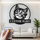 Insegna in metallo personalizzata con luce LED per gatti - Regalo per amanti dei gatti, decorazione per camera da letto o soggiorno