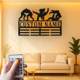 Personalisierte LED-beleuchtete Metall-Wandkunst mit Wrestling – Geschenk für Wrestler, Schlafzimmer oder Gym-Dekoration