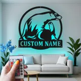 Arte de Metal LED de León Marino | Cartel de Decoración Costera Personalizado | Regalo de Casa de Playa de Vida Marina