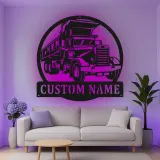 Custom Dump Truck Led Light Metal Wall Art Personalized Gift for Truck Enthusiast Garage or Man Cave Decor 1