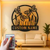 Insegna in metallo LED personalizzata con libellula, regalo per amanti della natura, decorazione per giardino o patio