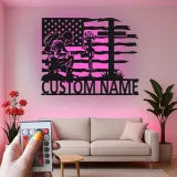 Kneeling Soldier Metal Sign | Custom Military Memorial Wall Art | Personalized Veteran Remembrance Gift with LED