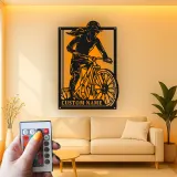 Custom Cyclist Led Light Metal Wall Art Personalized Gift for Biking Enthusiasts Garage or Man Cave Decor
