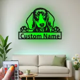 Cartel de metal LED personalizado de Dachshund, regalo para amantes de los perros, decoración para el salón 1