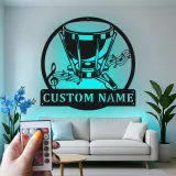 Cartel de metal LED de batería Regalo para músico con nombre Decoración de estudio o sala de música