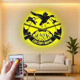 Personalisierte LED-Metall-Wandkunst mit Entenjagd-Motiv – Geschenk für Jäger, Männerhöhle oder Hüttendeko