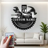 Custom Tool Set Led Light Metal Wall Art Personalized Gift for Handyman Garage or Workshop Decor 2