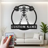 Insegna in metallo personalizzata per sollevatrice LED - Regalo fitness per lei - Decorazione palestra per appassionati di forza