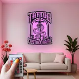 Panneau de Studio de Tatouage Personnalisé | Décoration Murale en Métal Rétroéclairée avec Serpent Gothique & Dague | Décor de Tatouage Personnalisé pour Artistes
