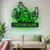 Custom Chicken Trio Led Light Metal Wall Art Farmhouse Gift for Chicken Lovers Kitchen or Barn Decor