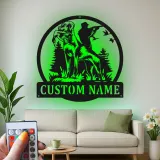 Insegna in metallo personalizzata per cani da caccia | Arte da parete LED Labrador Retriever | Regalo personalizzato per cacciatori per decorare la baita