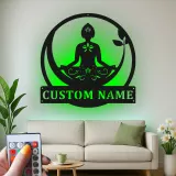 Custom Yoga Meditation Led Light Metal Wall Art Zen Gift for Yoga Lovers Peaceful Home Decor