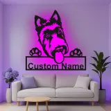 Personalisierte LED-beleuchtete Metall-Wandkunst mit Deutschem Schäferhund – Geschenk für Hundeliebhaber, Wohn- oder Tierbereich