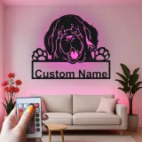 Custom Newfoundland Dog Led Light Metal Wall Art Personalized Pet Lover Gift Living Room or Entryway Decor