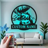 Letrero de metal personalizado con alce y LED | Arte mural personalizado de fauna salvaje | Decoración rústica para cabaña y refugio