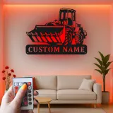 Insegna in metallo personalizzata con LED Bulldozer Regalo per appassionati di costruzione Decorazione per garage o ufficio