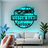 Personalisierte LED-Garagenschild | Metall-Wandkunst für Auto-Enthusiasten | Werkstatt-Dekor | Geschenk für Man Cave