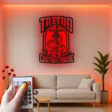 Panneau de Studio de Tatouage Personnalisé | Décoration Murale en Métal Rétroéclairée avec Serpent Gothique & Dague | Décor de Tatouage Personnalisé pour Artistes