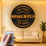 Letrero de gimnasio personalizado con LED | Arte metálico con nombre a medida para sala de entrenamiento | Decoración fitness motivacional para aficionados al gimnasio en casa