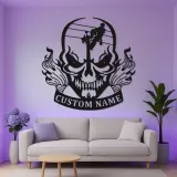 Insegna in Metallo con Teschio per Lineman | Arte da Parete LED Personalizzata per Elettricista | Decorazione per Man Cave e Insegna per Laboratorio | Regalo per Lui