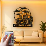 Cartel de metal LED de tractor personalizado Regalo para agricultores Decoración rústica de granja para amantes de la agricultura