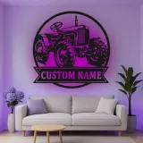 Custom Tractor Led Light Metal Wall Art Personalized Farmer Gift Rustic Farmhouse Decor for Barn or Garage