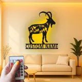 Custom Mountain Goat Metal Sign | Personalized LED Wall Art | Wildlife Decor for Nature Lover & Cabin