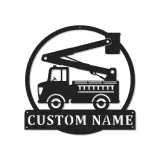 Panneau camion de pompiers personnalisé | Décoration murale LED personnalisée pour pompier | Décor de caserne et chambre d’enfant