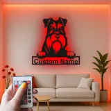 Insegna Personalizzata per Schnauzer | Arte in Metallo LED | Decorazione per Ritratto di Animali | Regalo per Amanti dei Cani