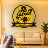 Cartel de metal personalizado de receptora de softball | Arte mural LED para habitación de chicas | Regalo personalizado con nombre de jugadora | Decoración deportiva para atleta femenina