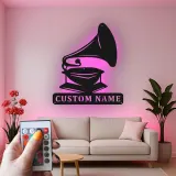 Insegna in metallo LED personalizzata per amante della musica, regalo in stile vintage per la casa 1