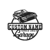 Insegna in metallo personalizzata con luce LED per auto classiche - Regalo per appassionati di auto, decorazione per garage