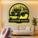 Personalisierte Logging Truck Metallschild | LED Wandkunst | Geschenk für Trucker | Männerhöhlen & Garagen Dekor