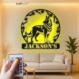 Insegna in metallo LED personalizzata per amanti dei cani con pastore tedesco