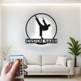 Insegna con nome personalizzata per Karate | Arte in metallo LED per dojo e palestra | Decorazione personalizzata per arti marziali