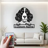 Cartel de metal LED de Springer Spaniel personalizado, regalo para amantes de perros, decoración de sala de estar