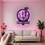 Panneau géomètre-topographe personnalisé | Décoration murale en métal LED | Décor de bureau pour ingénieur civil | Cadeau de topographie avec nom