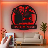 Insegna LED Toolbox Personalizzata | Arte Murale in Metallo Personalizzata | Decorazione per Laboratorio e Garage | Regalo per Falegname o Artigiano