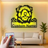Cartel de metal LED personalizado de perro, regalo para amantes de las mascotas, decoración para salón o entrada 3
