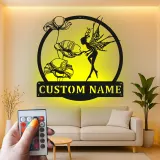Insegna in metallo LED a forma di fata e fiori personalizzata - Regalo per amanti delle fate, decorazione incantevole per giardino